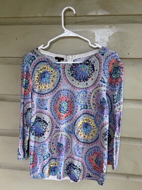 Talbots Petites Paisley Print Knit Top – Size LP (Large Petite)